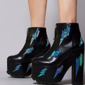 🖤 Blue Lightning Platform Boots Size 6